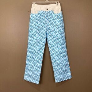 Stylish Blue and White Patterned Women's Jeans